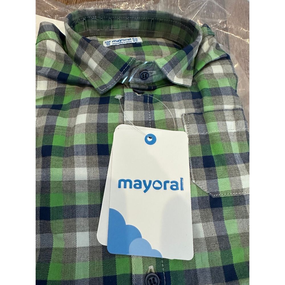 NWT Mayoral collar green plaid top 12 mos